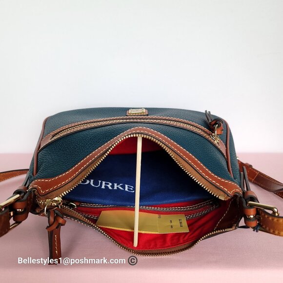 DOONEY & BOURKE Pebbled Grain Leather Presley Crossbody Bag- Teal color⭐ - Picture 13 of 16